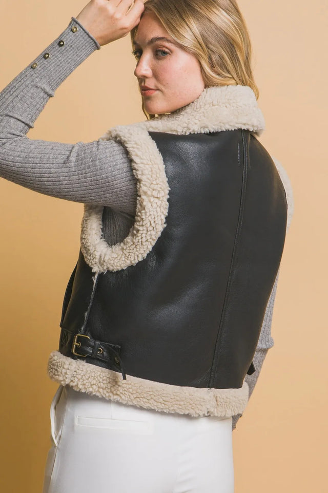 Love Tree Sherpa Zip Up Vest With Pockets