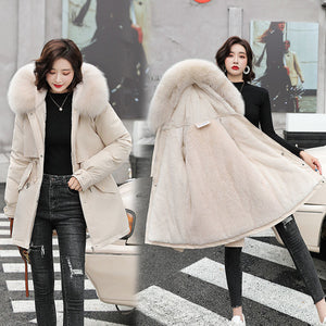 Mid-length Plus Velvet Thick Anti-season Korean Cotton Coat