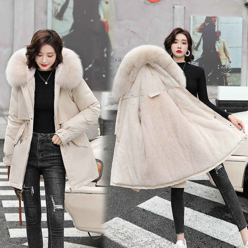 Mid-length Plus Velvet Thick Anti-season Korean Cotton Coat