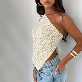 Ins Lace Backless Top Summer Solid Color Waistless Top