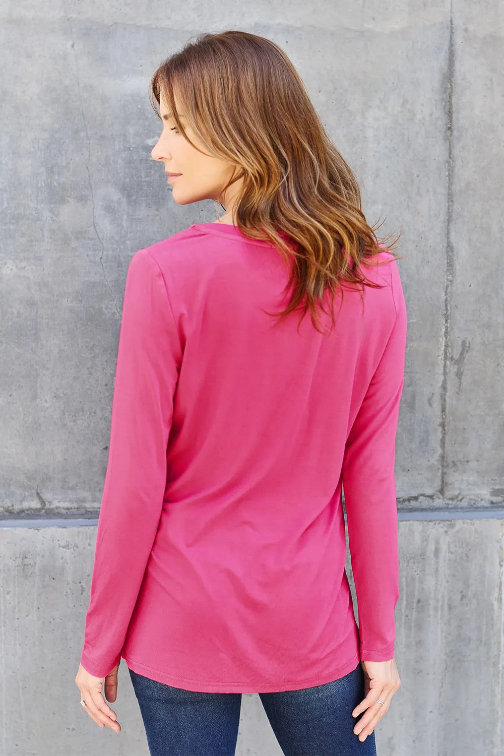 Shop Basic Bae Full Size V-Neck Long Sleeve Top - Women's Fashion | Akatonbo