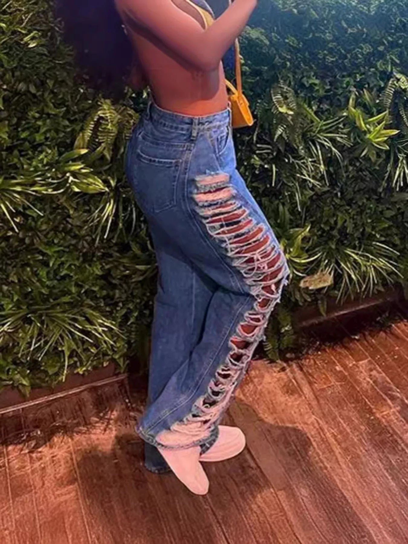 Shop Side Distressed Jeans - Women's Fashion | Akatonbo