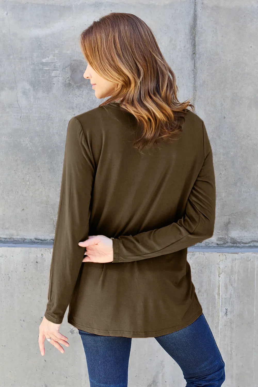 Shop Basic Bae Full Size V-Neck Long Sleeve Top - Women's Fashion | Akatonbo