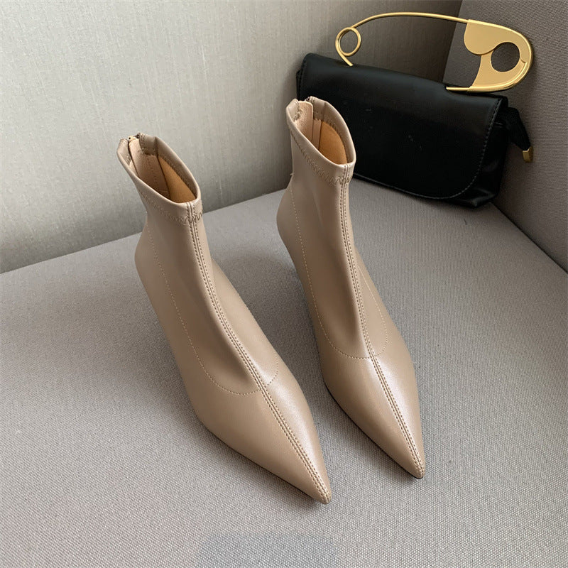 Ladies New Vintage Pointed Toe Back Zip Shoes