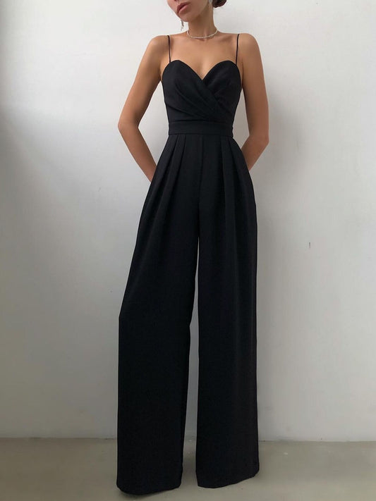 Shop Full Size Spaghetti Strap Wide Leg Jumpsuit Plus Size - Women's Fashion | Akatonbo