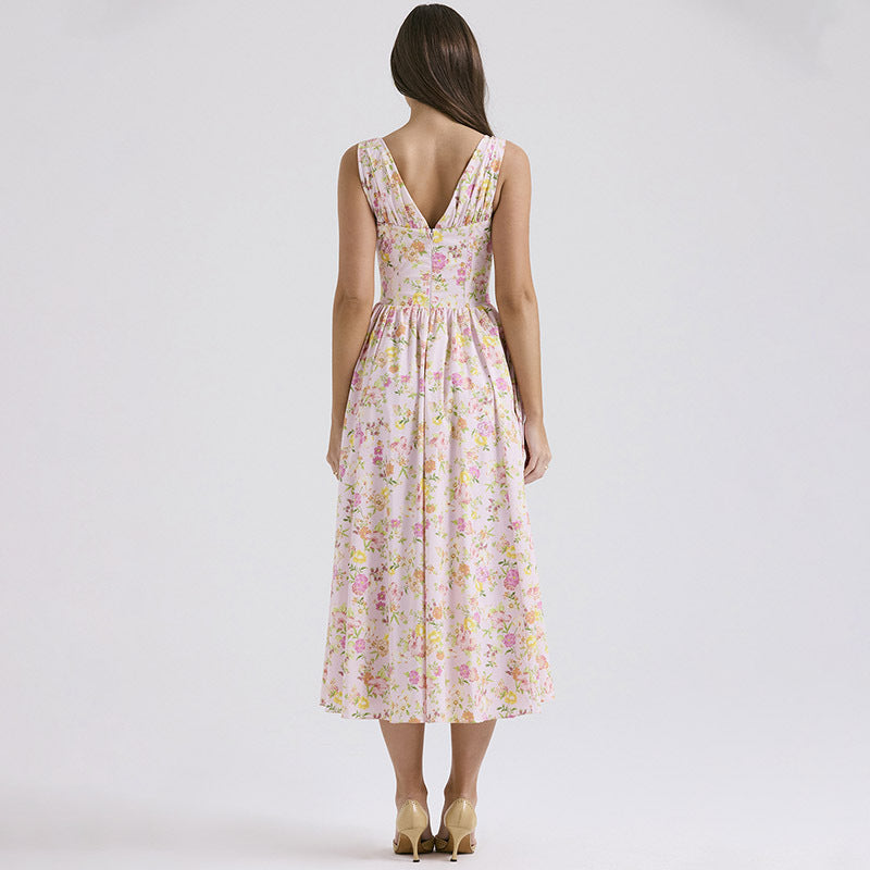 Southern Charm Women's Summer Pleated Floral Swing Dress