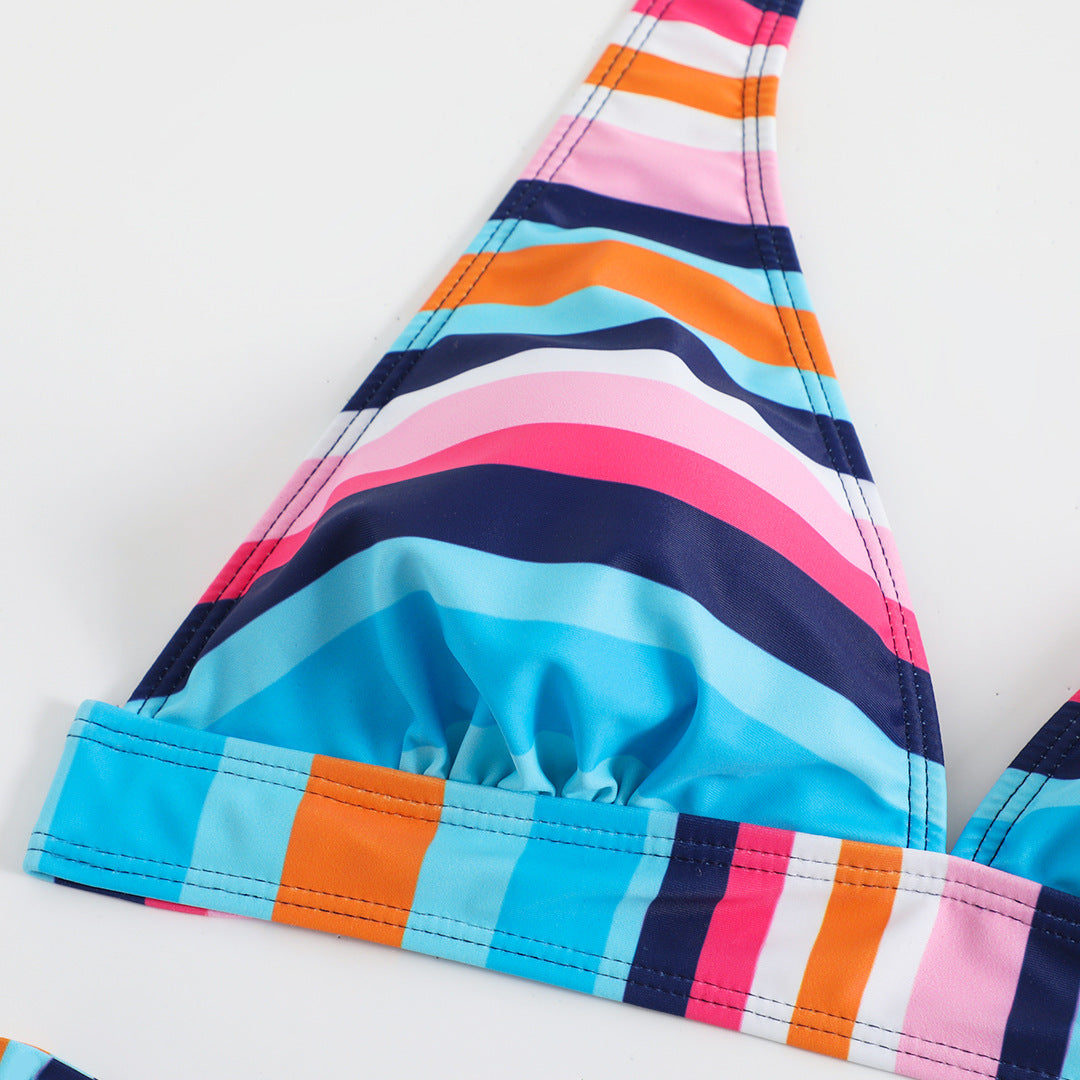 Swimwear Striped Printed Split Sexy Bikini