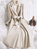 Autumn And Winter Creamy-white Temperament Slim-fit Woolen Coat Women