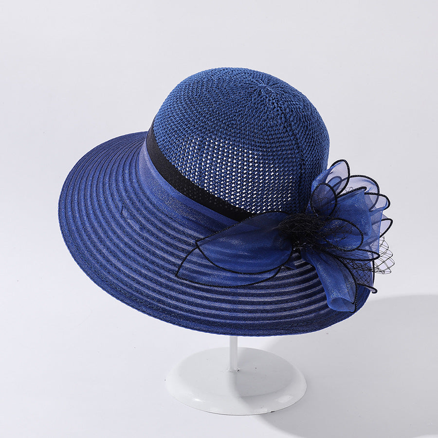 Women's Organza Large Brim Stitching Sunshade Hat