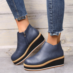 Ankle Boots Women Chunky Block Heel Shoes