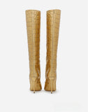 Pointed Stiletto Heel Leopard Print Boots