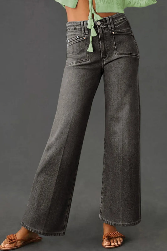 Shop High-Waisted Wide-Leg Vintage Wash Jeans - Women's Fashion | Akatonbo