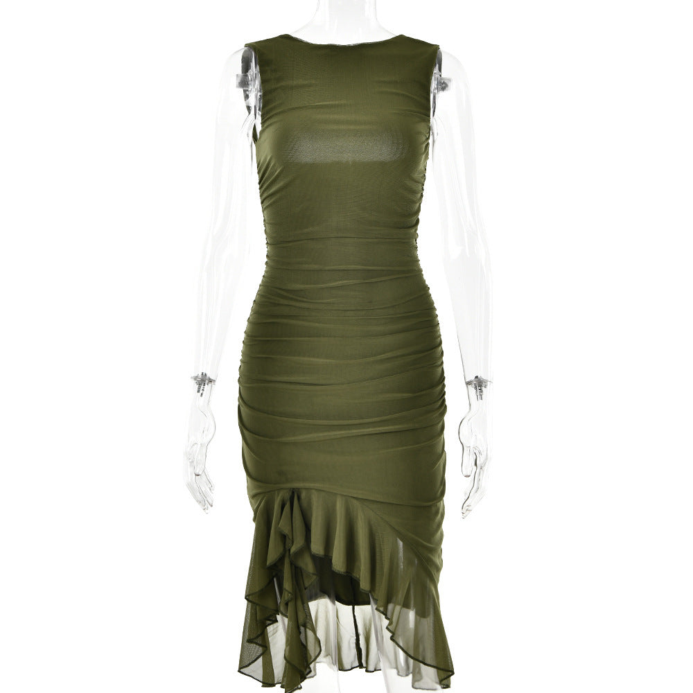 Robe d'été ajustée sans manches pour femmes, idéale pour les soirées et les clubs