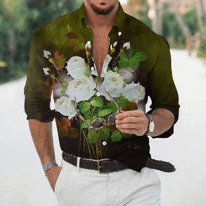 Men's Loose Floral Shirt Beach Retro