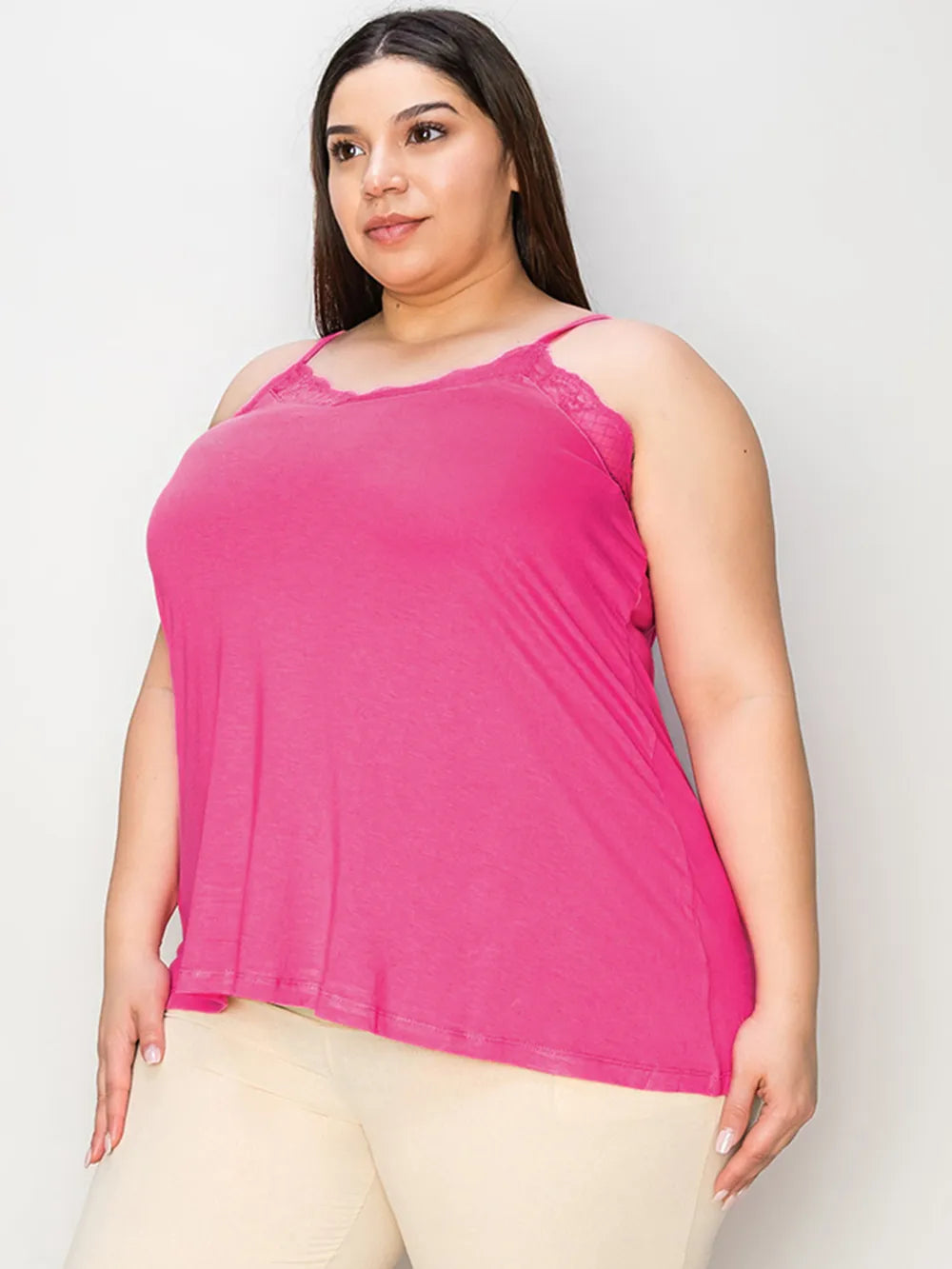Shop Basic Bae Full Size Lace Trim V-Neck Cami - Women's Fashion | Akatonbo