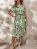 Clasi Batwing Sleeve Knot Front Split Thigh Dress