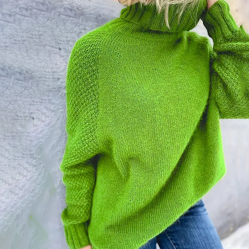 Suéter de cuello alto holgado para mujer, tops de punto de manga larga a la moda para otoño de 2025
