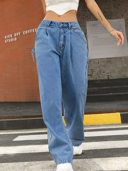 Shop Wide Leg Jeans with Pockets - Women's Fashion | Akatonbo
