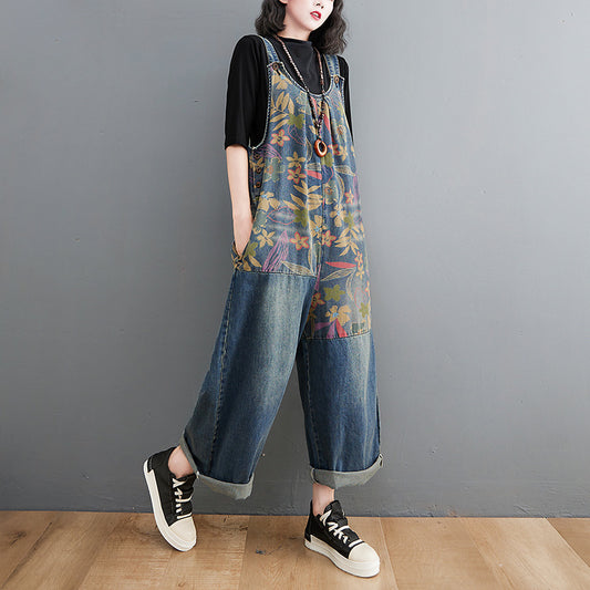 Akatonbo Loose Retro Casual Stitching Denim Strap