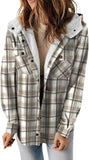 Casual Plaid Hooded Woolen Coat Thickened Fleece-lined Warm Jacket