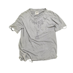 Damaged Necklace Reworked Washed Short Sleeves