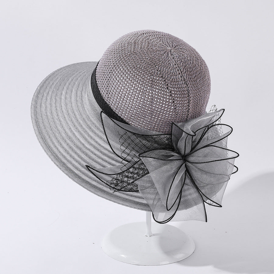 Women's Organza Large Brim Stitching Sunshade Hat