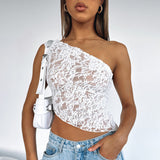 Ins Lace Backless Top Summer Solid Color Waistless Top