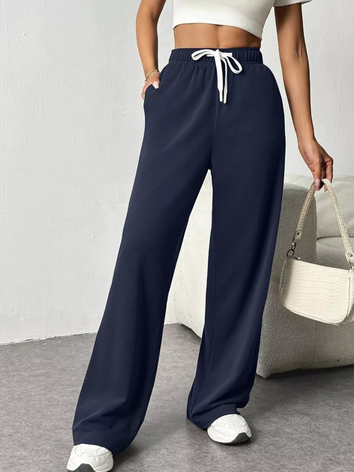 Shop Drawstring Wide Leg Pants - Women's Fashion | Akatonbo