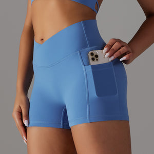 Yoga Shorts With Phone Pocket Design Fitness Sports Shorts