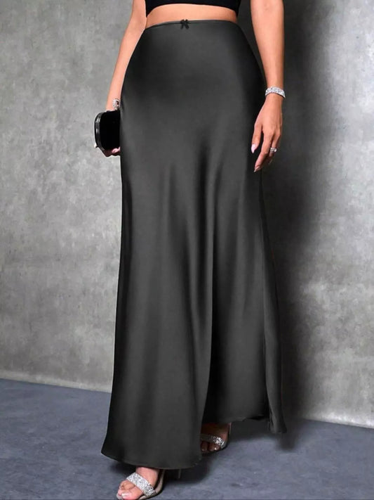 Shop High Waist Satin Maxi Skirt - Women's Fashion | Akatonbo