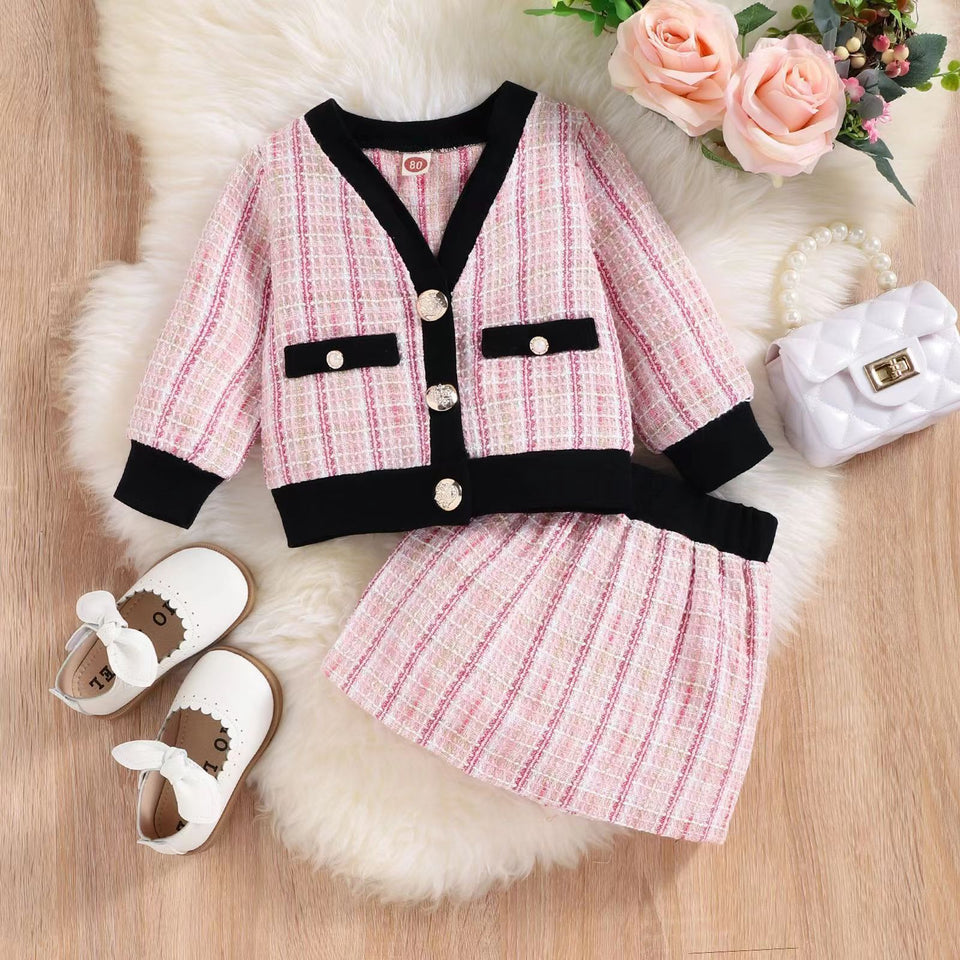 Long Sleeve girls skirt set