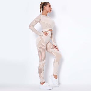 Seamless Knitted Absorbent Yoga Long-Sleeved Suit Yoga suit set