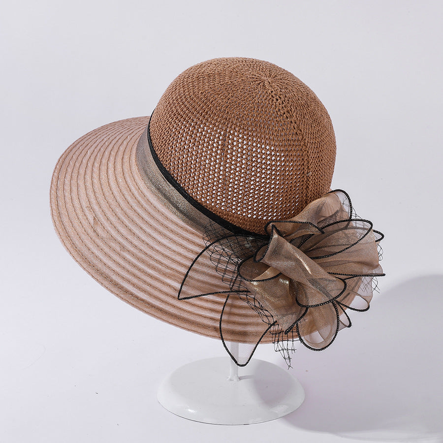 Women's Organza Large Brim Stitching Sunshade Hat