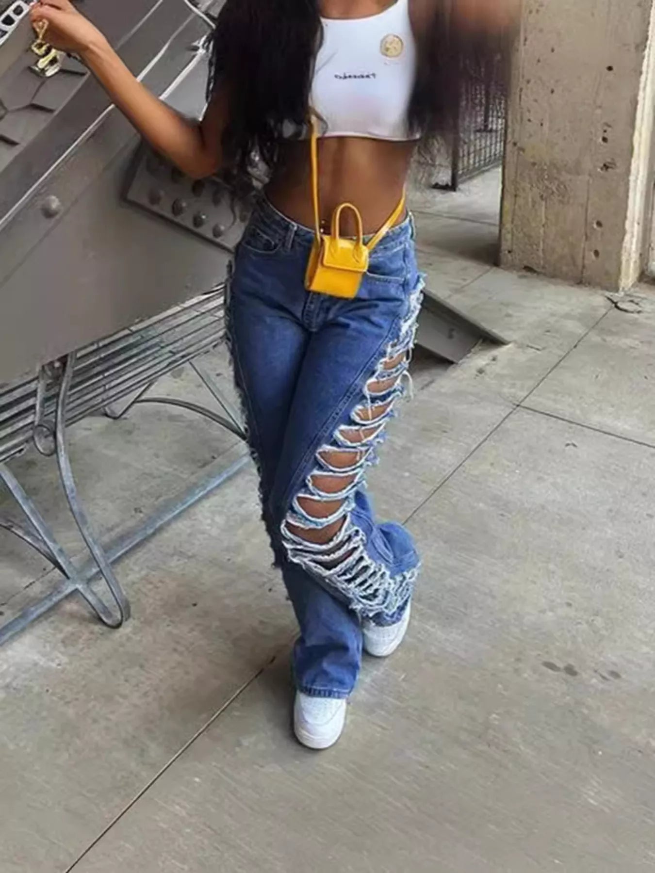 Shop Side Distressed Jeans - Women's Fashion | Akatonbo