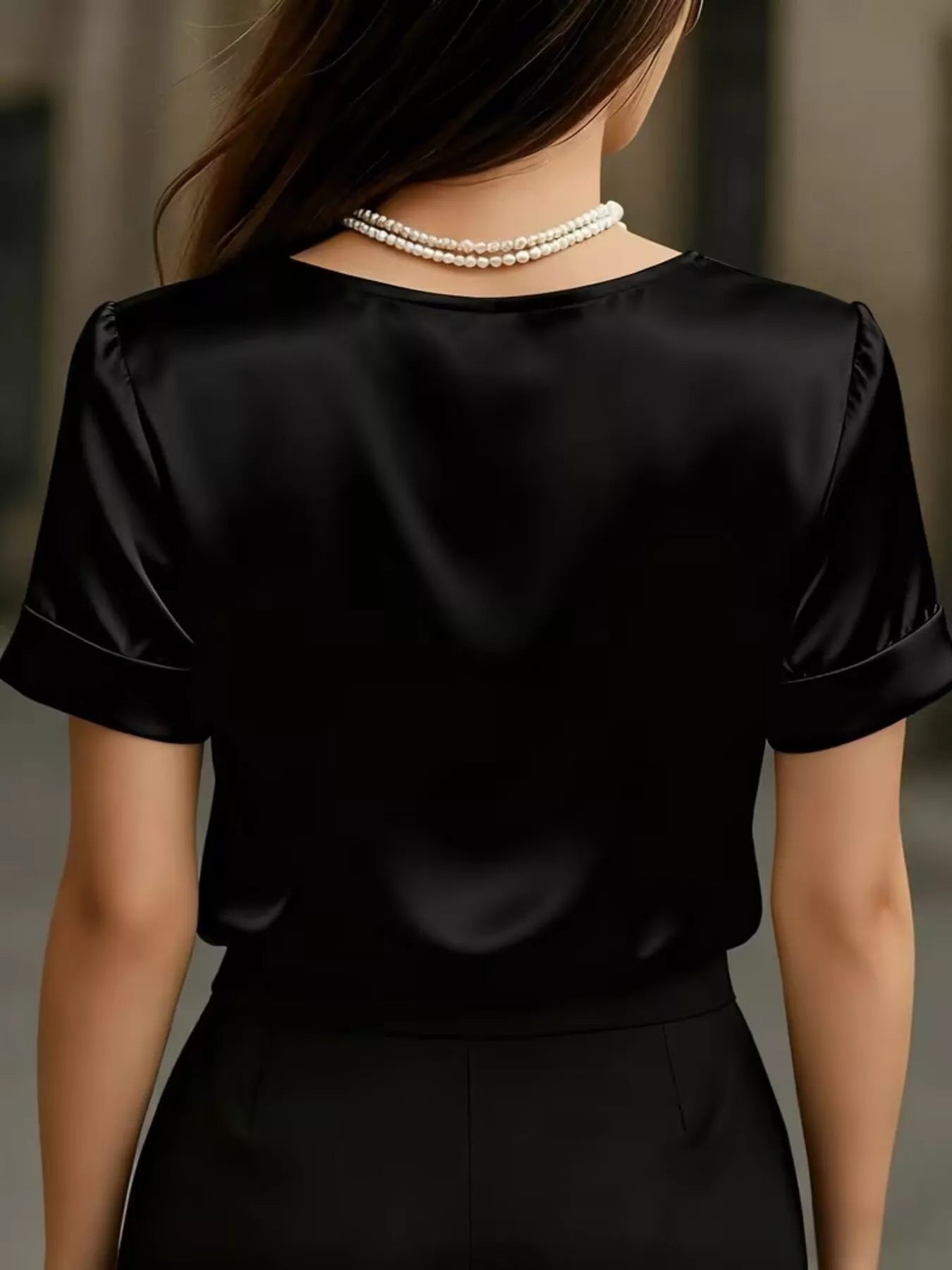 Shop V-Neck Satin Blouse - Women's Fashion | Akatonbo
