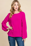BOMBOM Textured Balloon Sleeve Top