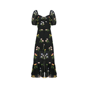 Women's Fashionable French High Waist Slim Floral Dress