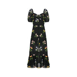 Women's Fashionable French High Waist Slim Floral Dress