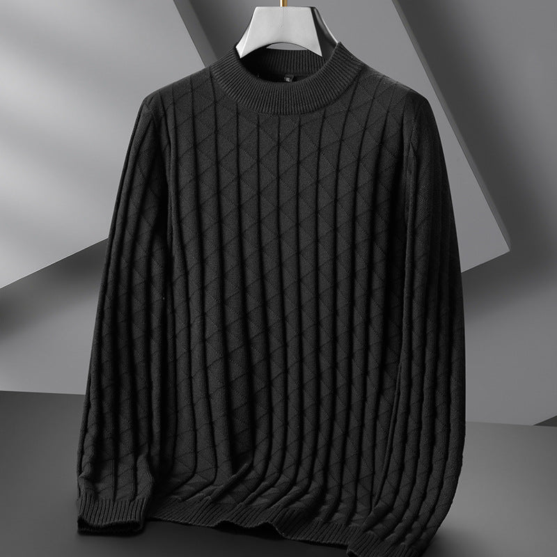Pull en maille grande taille pour homme, col rond, coupe ample