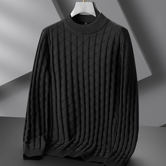 Sudadera de punto de talla grande para hombre, holgada, cuello redondo, camiseta interior