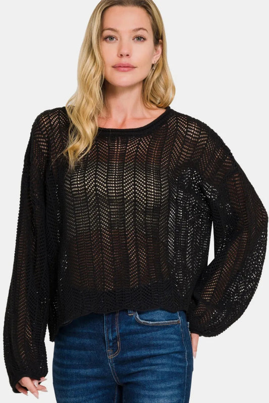 Zenana Blusa calada de punto de manga larga