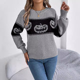 Snoopy Halloween Pumpkin Pullover Sweater Fashion Long Sleeve Knitted Tops For Women Clothing