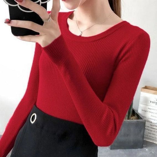Automne et Hiver Nouveau style coréen Slim Serré Manches Longues
