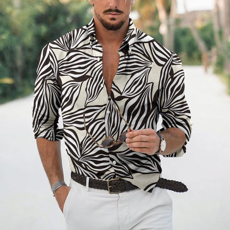 Men's Loose Floral Shirt Beach Retro