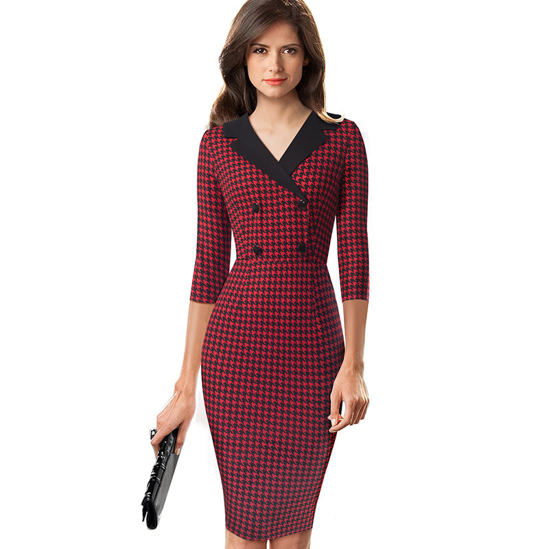 V-neck Slim Bag Hip Slim Pencil Skirt