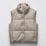 Women's PU Two Tone Zip Leather Vest