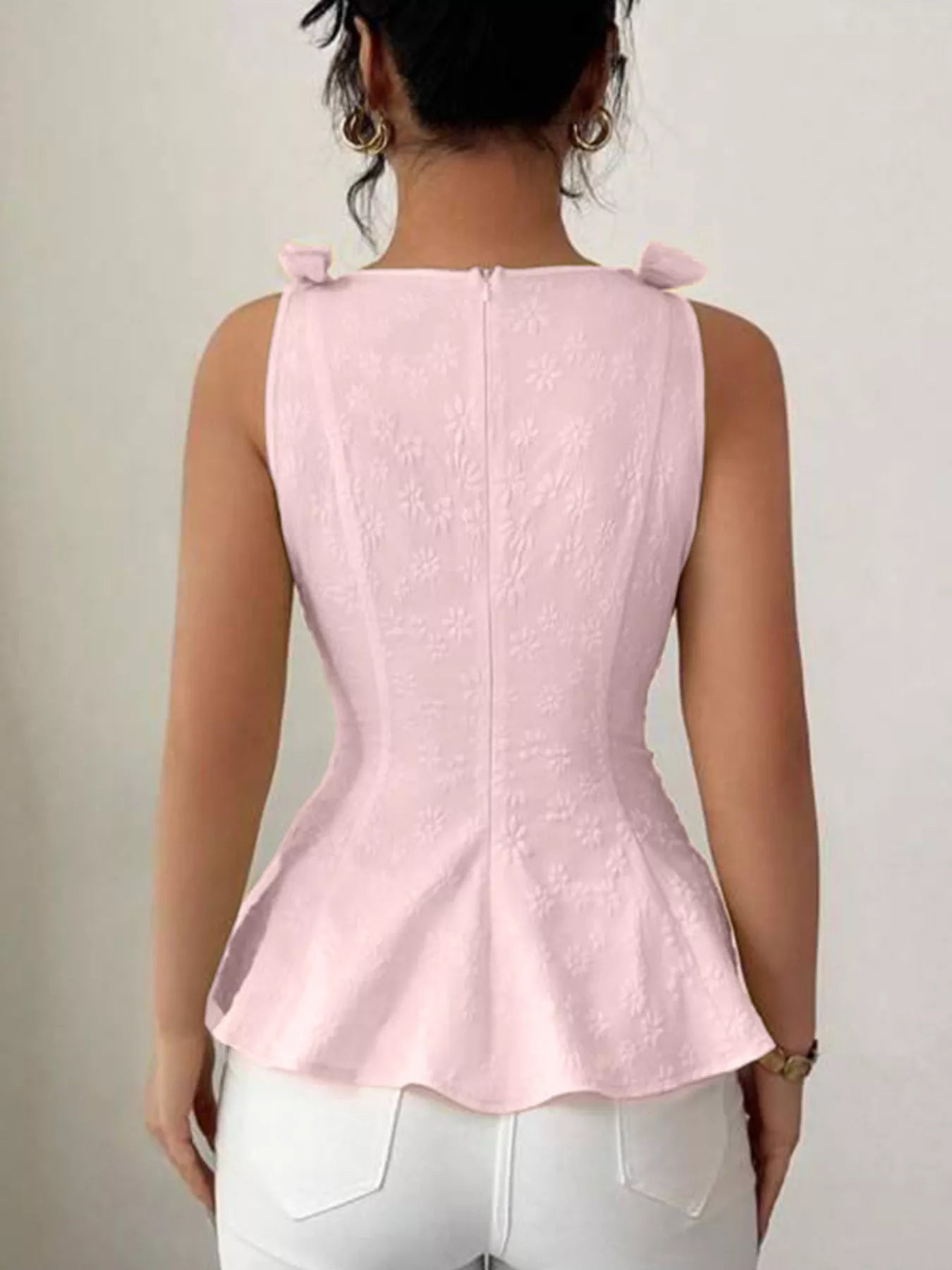 Shop Bow Shoulder Peplum Tank - Women's Fashion | Akatonbo