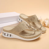 New Air Cushion Sandals Summer Flip Flops Metal Buckle Wedges Shoes For Women Thick Sole Beach Shoes