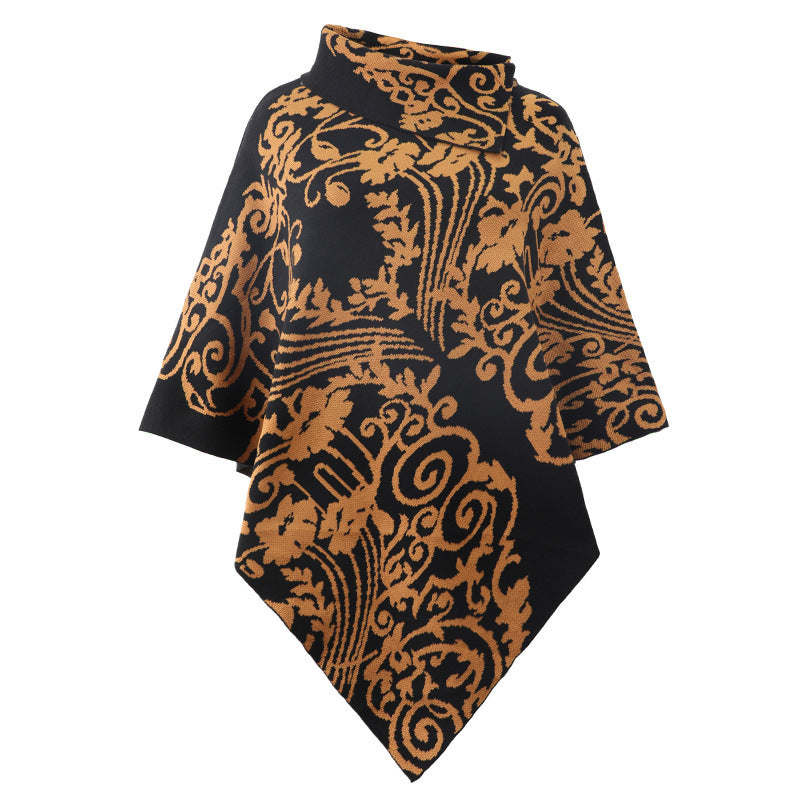 Women Printed Cape Shawl Sweater Coat