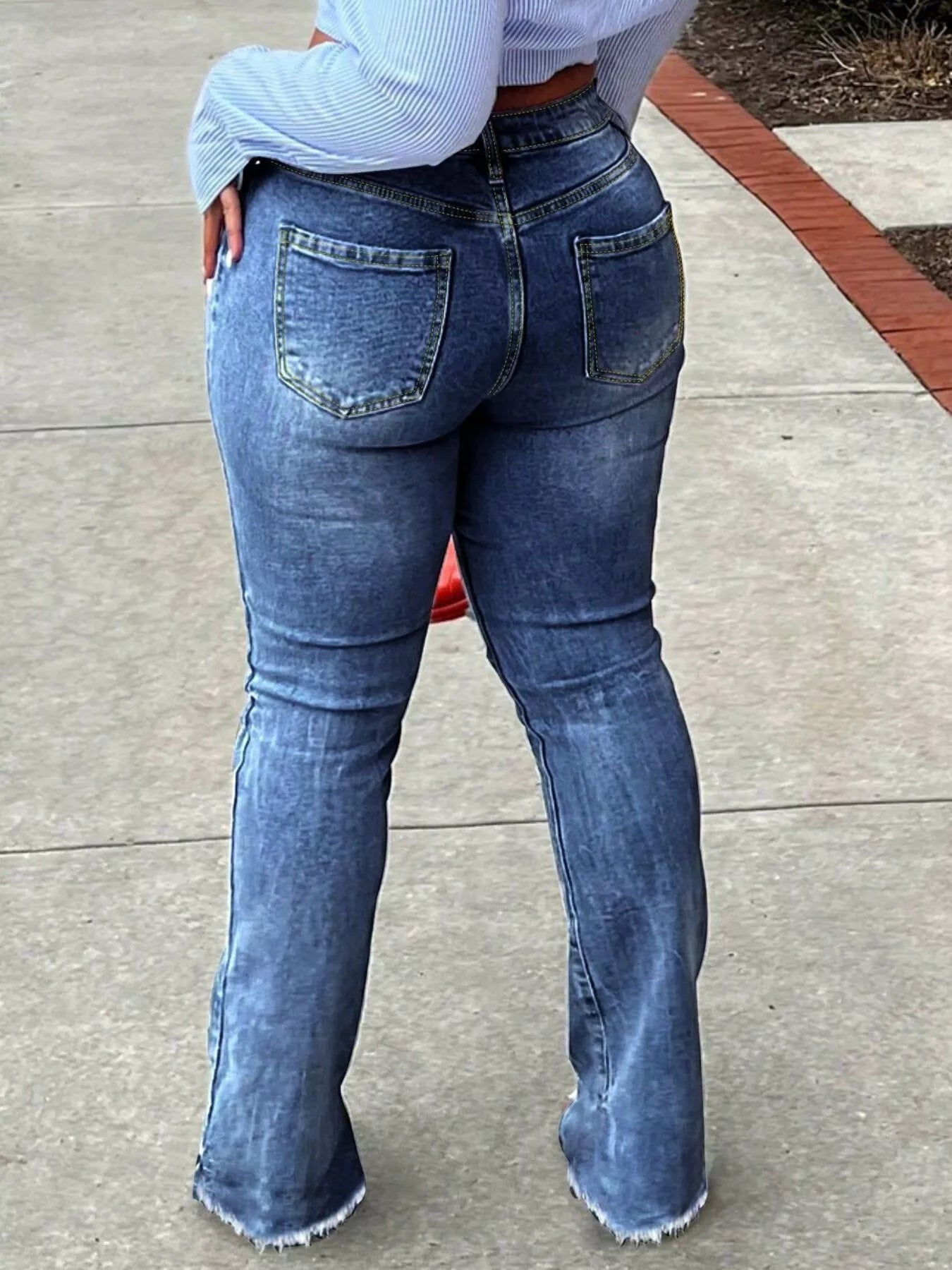 Shop Ripped Knee Flare Jeans - Women's Fashion | Akatonbo